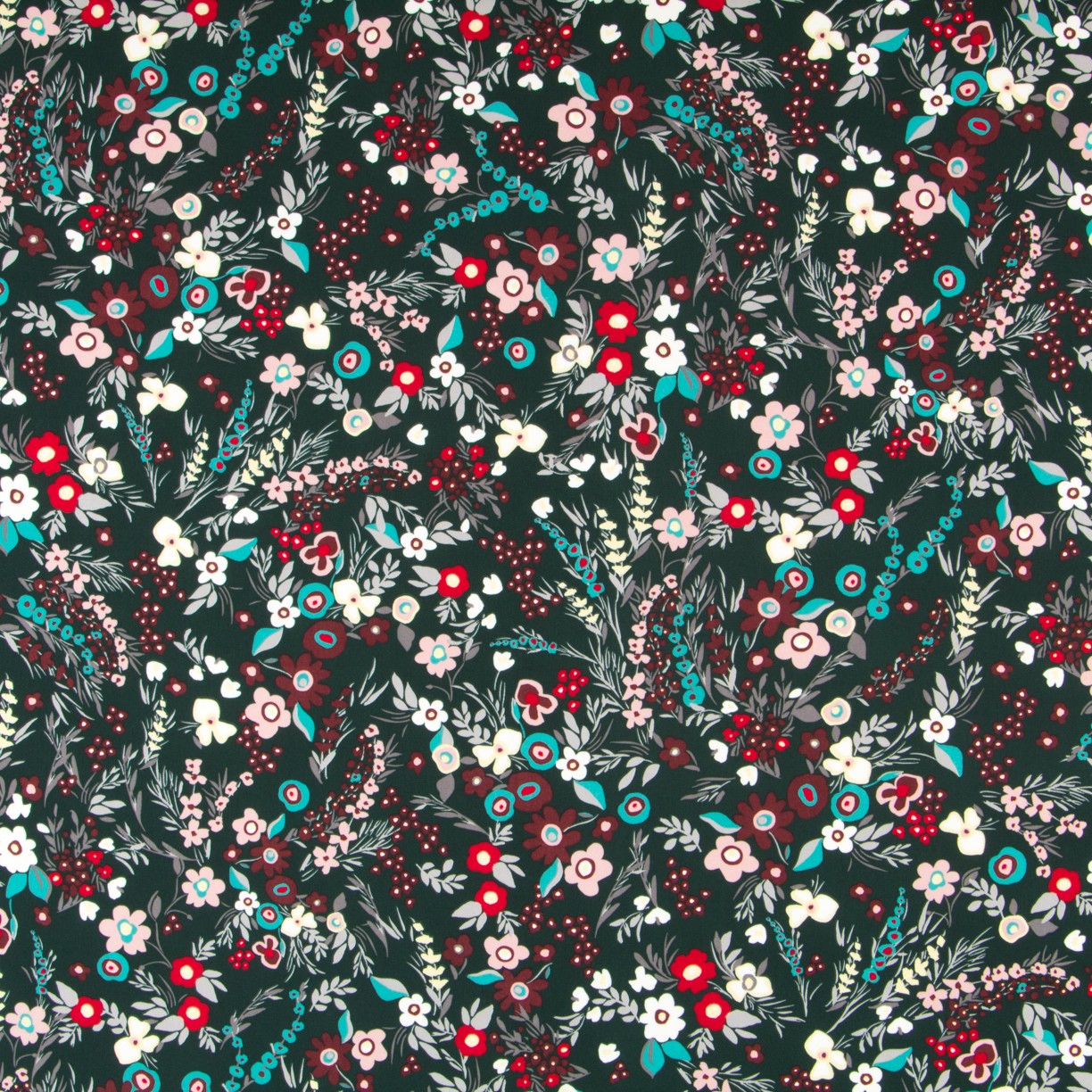 Crêpe Fleurs Vert Fôret - Ribes y Casals