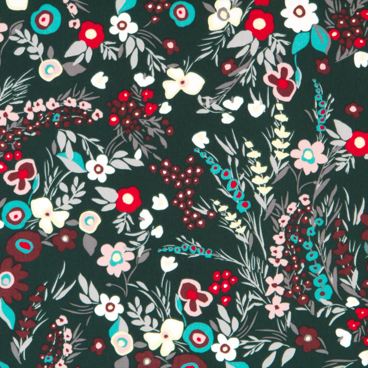 Crêpe Fleurs Vert Fôret - Ribes y Casals