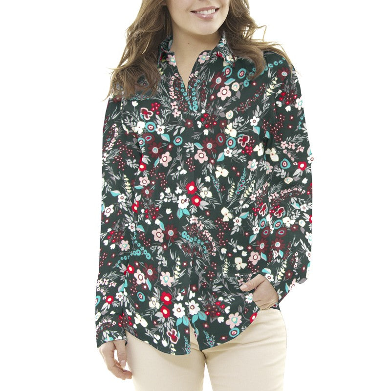 Crêpe Fleurs Vert Fôret - Ribes y Casals