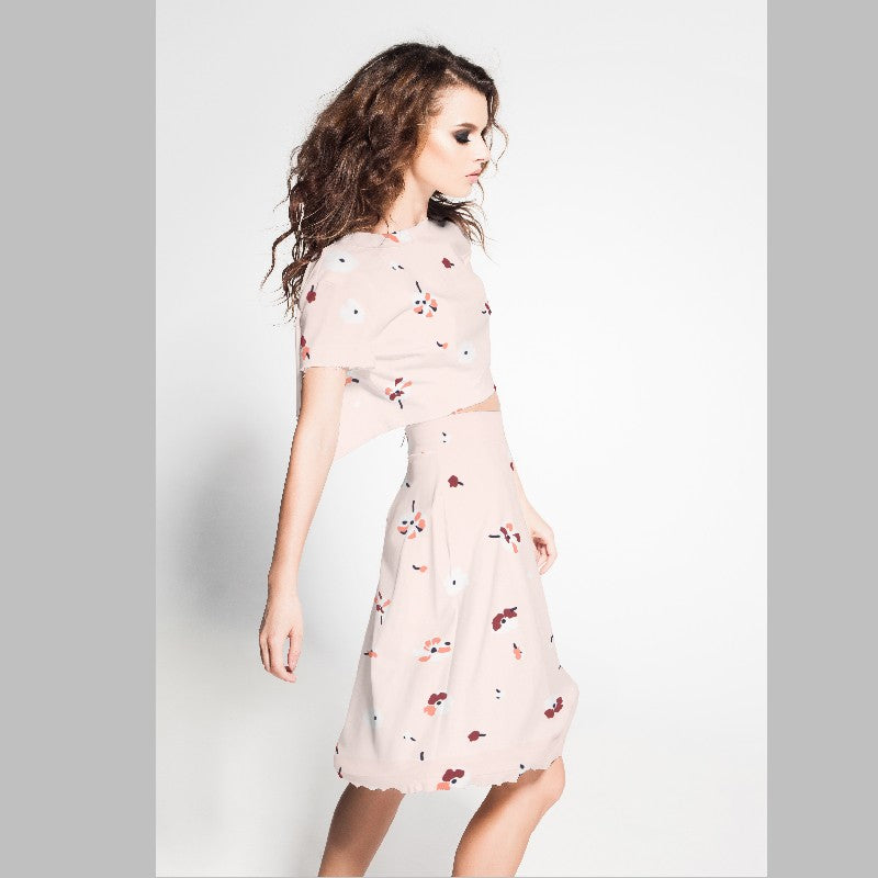 Crêpe Floral Fond Rose - Ribes y Casals