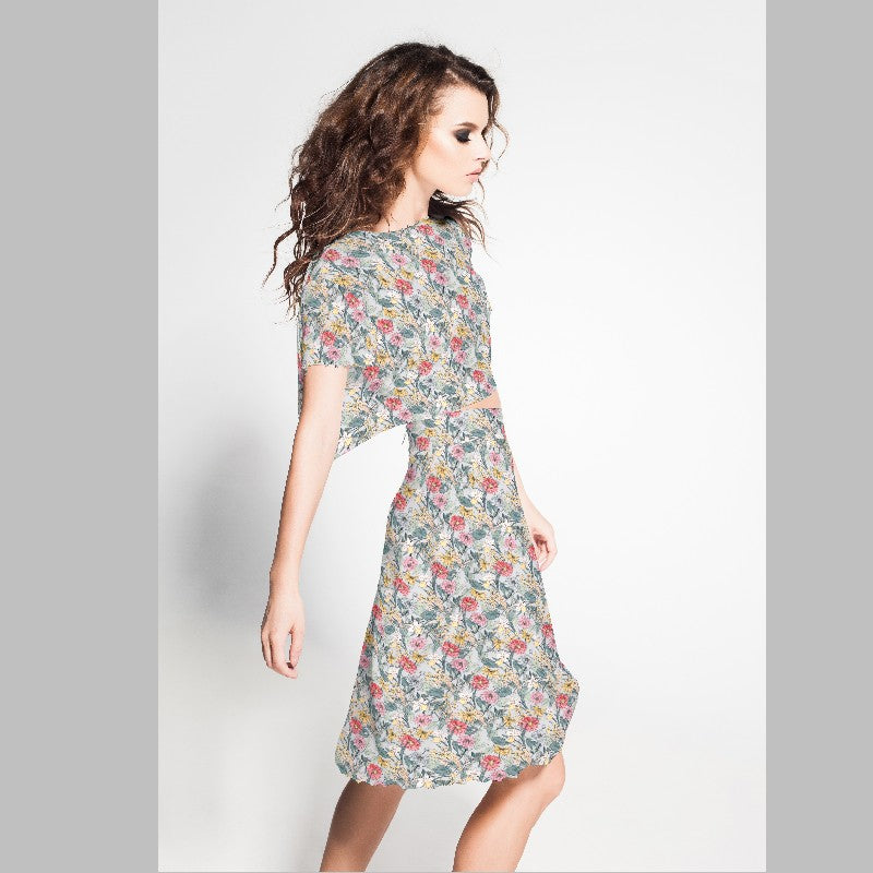 Crepe Floral Turquoise Clair - Ribes y Casals