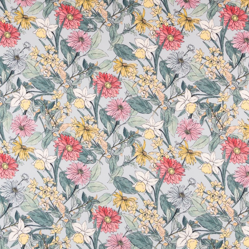 Crepe Floral Turquoise Clair - Ribes y Casals