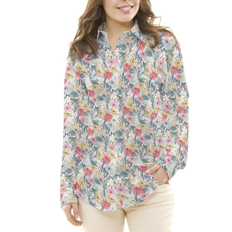 Crepe Floral Turquoise Clair - Ribes y Casals