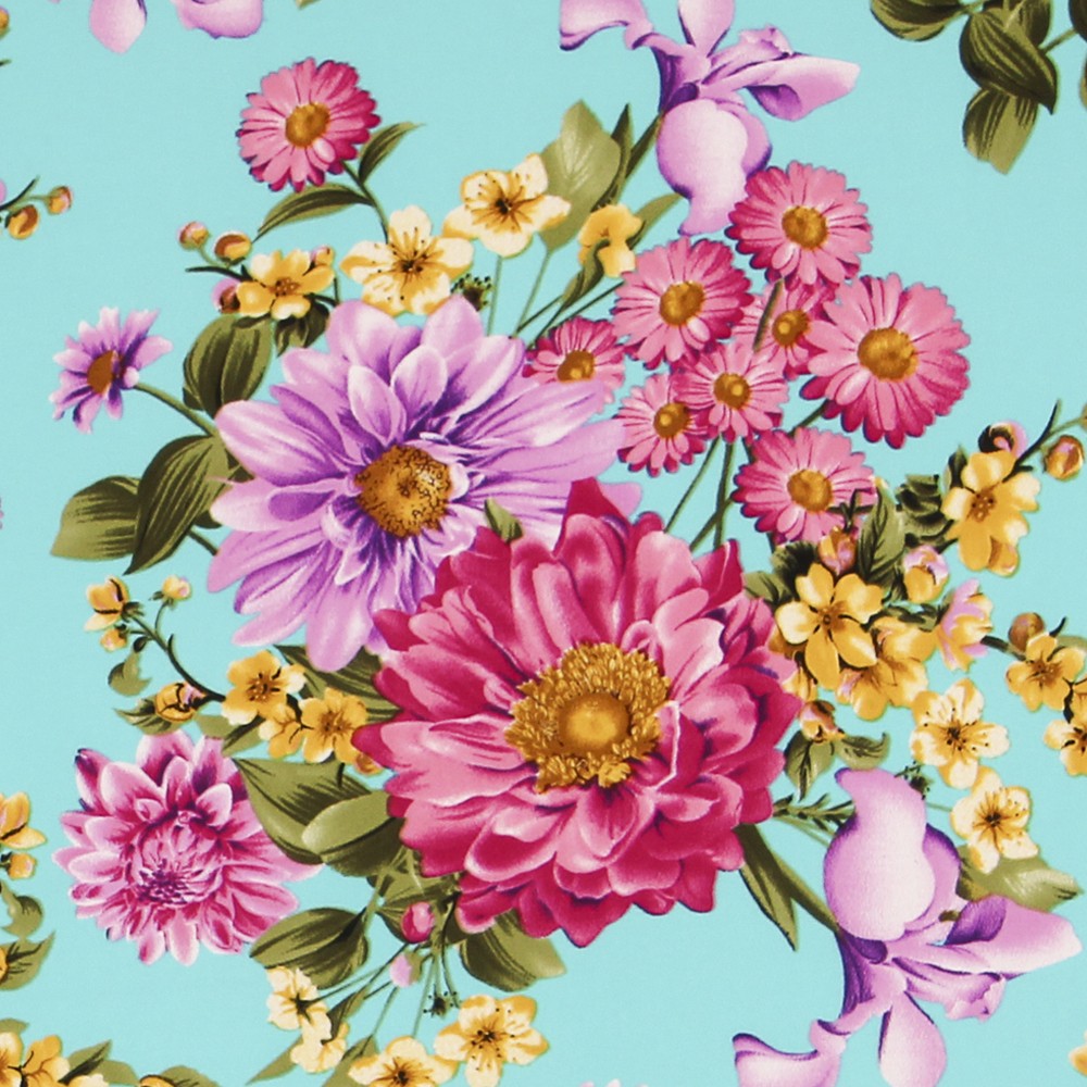 Crêpe Floral Aigue-marine - Ribes y Casals