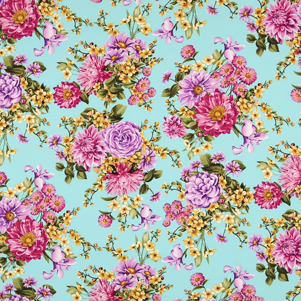 Crêpe Floral Aigue-marine - Ribes y Casals