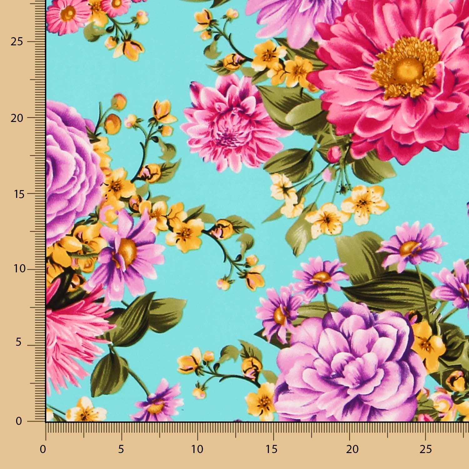 Crêpe Floral Aigue-marine - Ribes y Casals