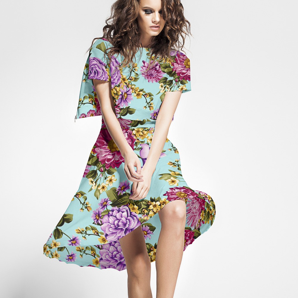 Crêpe Floral Aigue-marine - Ribes y Casals