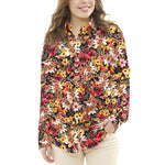 Crepe Fleurs Explosion Ocre Fond Noir - Ribes y Casals