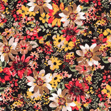 Crepe Fleurs Explosion Ocre Fond Noir - Ribes y Casals