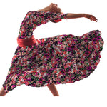 Crepe Fleurs Explosion Rouge Fond Marine - Ribes y Casals