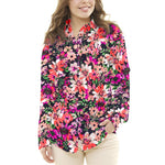 Crepe Fleurs Explosion Rouge Fond Marine - Ribes y Casals