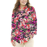 Crepe Fleurs Explosion Rouge Fond Marine - Ribes y Casals