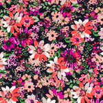 Crepe Fleurs Explosion Rouge Fond Marine - Ribes y Casals