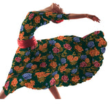 Crepe Fleurs Flamenco Emeraude - Ribes y Casals