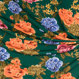 Crepe Fleurs Flamenco Emeraude - Ribes y Casals