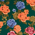 Crepe Fleurs Flamenco Emeraude - Ribes y Casals