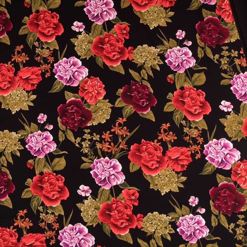 Crepe Fleurs Flamenco Noir - Ribes y Casals