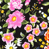 Crêpe Fleurs de Manille Noir - Ribes y Casals