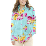 Crepe Fleurs Printemps Turquoise Clair - Ribes y Casals