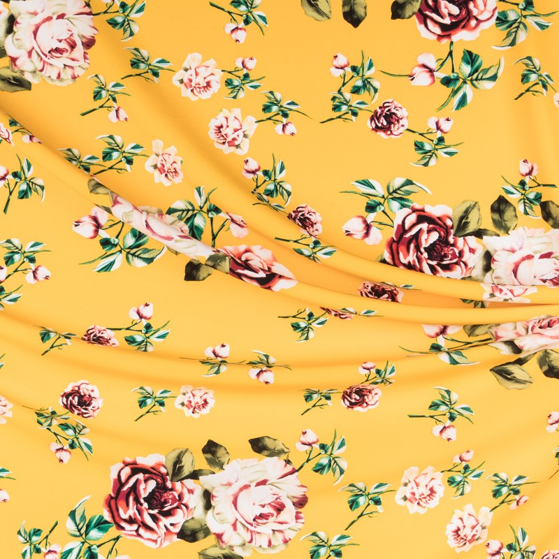 Crepe Fleurs Vintage Jaune - Ribes y Casals