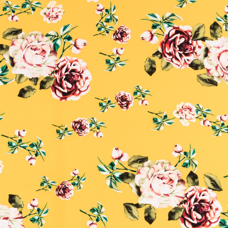 Crepe Fleurs Vintage Jaune - Ribes y Casals
