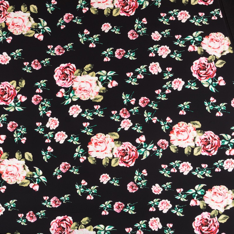Crepe Fleurs Vintage Noir - Ribes y Casals