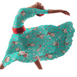 Crepe Fleurs Vintage Vert d'Eau - Ribes y Casals