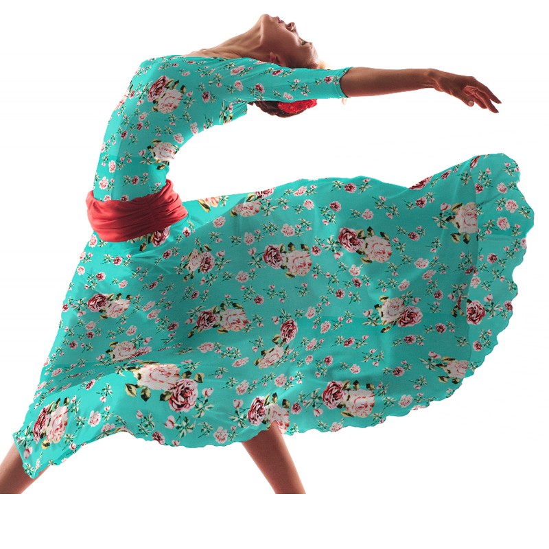 Crepe Fleurs Vintage Vert d&#39;Eau - Ribes y Casals