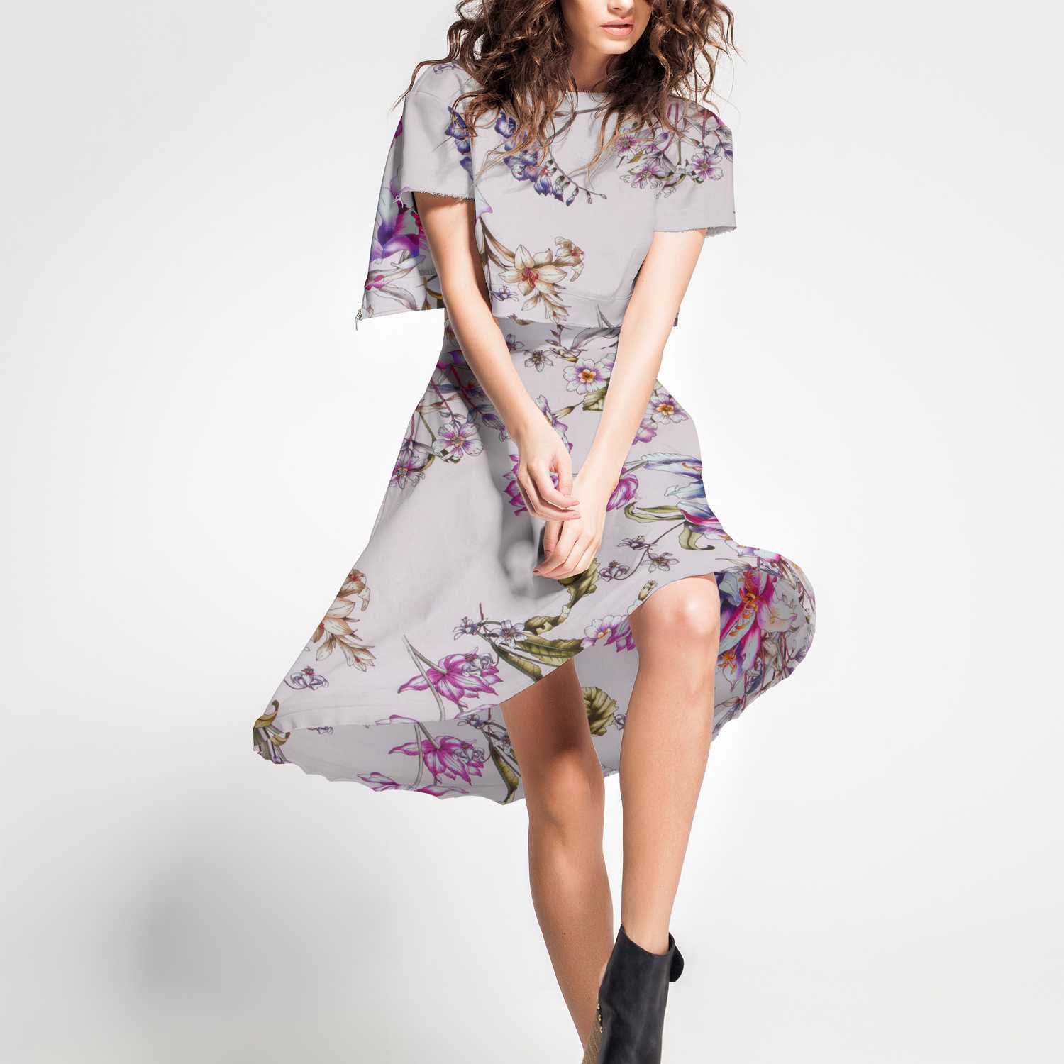 Crêpe Viscose Hibiscus Lavande - Ribes y Casals