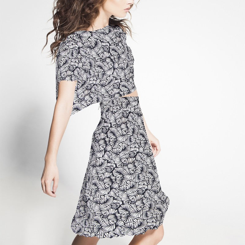 Crêpe Feuilles Blanc Noir - Ribes y Casals