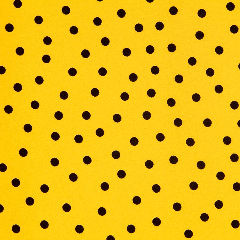 Crêpe Pois Jaune Canari 7mm Noir - Ribes y Casals