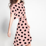 Crêpe Pois Rose Pâle 33mm Noir - Ribes y Casals