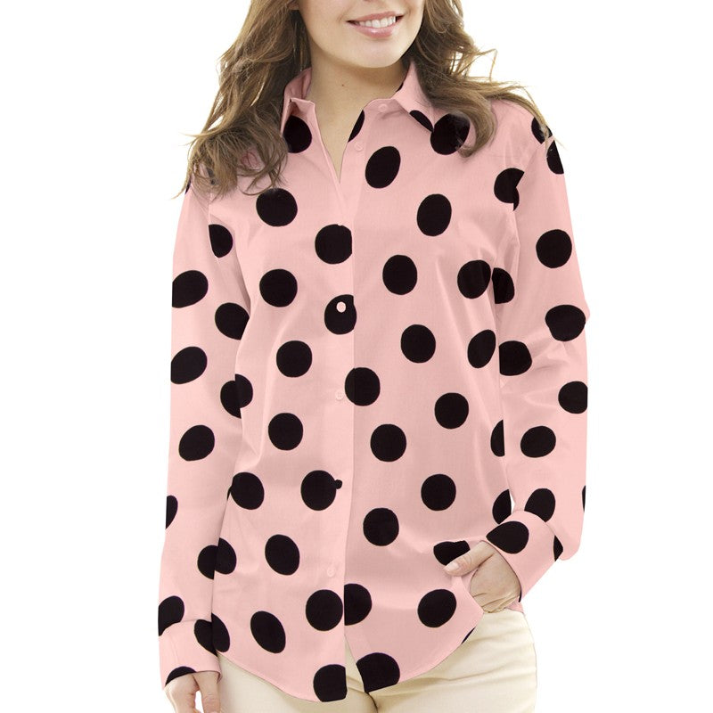 Crêpe Pois Rose Pâle 33mm Noir - Ribes y Casals