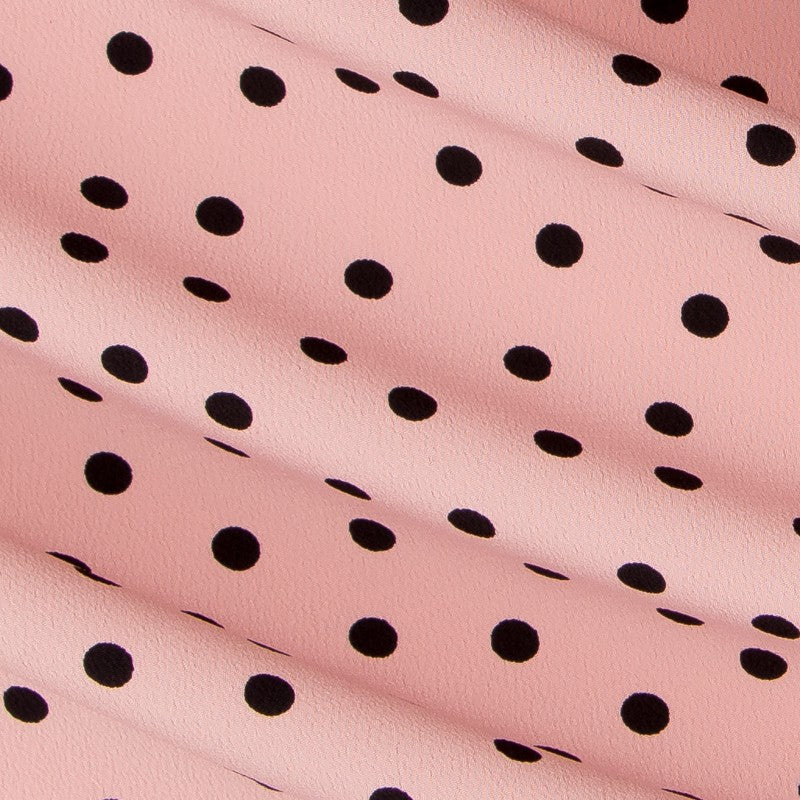 Crêpe Pois Rose Pâle 22mm Noir - Ribes y Casals
