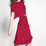 Crepe Pois Noir 17mm Rouge - Ribes y Casals