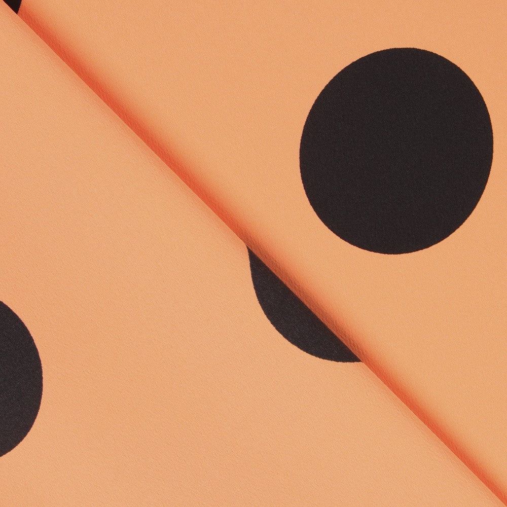 Crêpe Pois Noir 33mm Tangerine - Ribes y Casals
