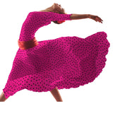 Crepe à Pois Noir 7mm Cyclamen - Ribes y Casals