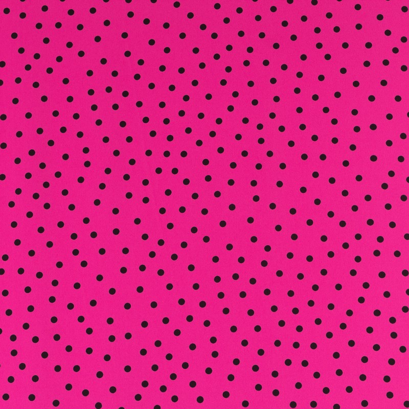 Crepe à Pois Noir 7mm Cyclamen - Ribes y Casals