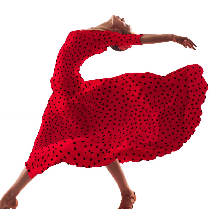 Crepe Pois Noir 7mm Rouge - Ribes y Casals