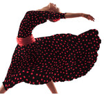 Crepe à Pois Rouge 17mm Noir - Ribes y Casals