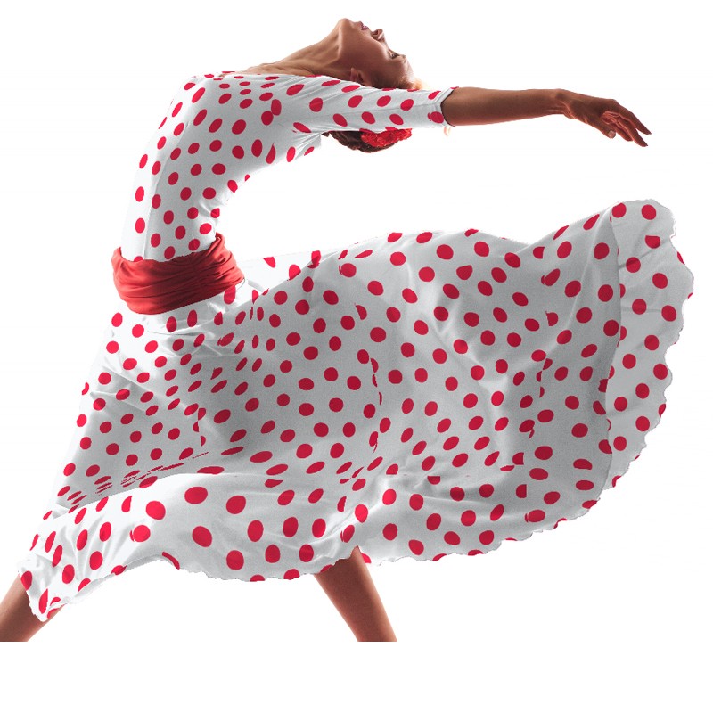 Crepe à Pois Rouge 33mm Blanc - Ribes y Casals