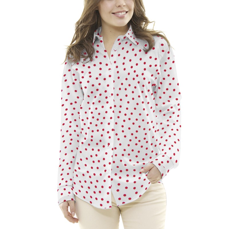 Crepe Pois Rouge 7mm Blanc - Ribes y Casals