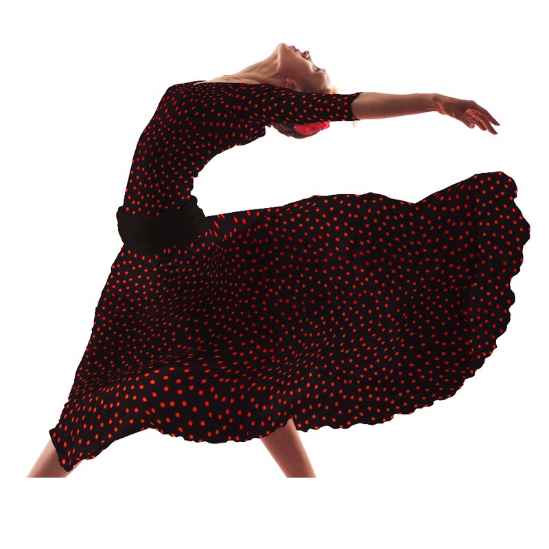 Crepe à Pois Rouge 7mm Noir - Ribes y Casals