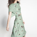 Crepe Marrocain Bouquet Vert d&#39;Eau - Ribes y Casals