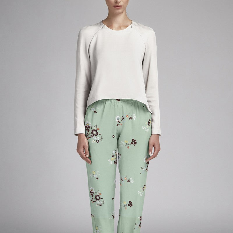 Crepe Marrocain Bouquet Vert d&#39;Eau - Ribes y Casals