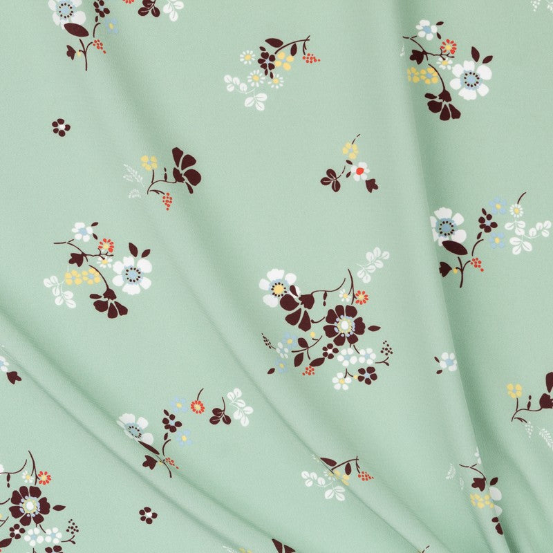 Crepe Marrocain Bouquet Vert d&#39;Eau - Ribes y Casals