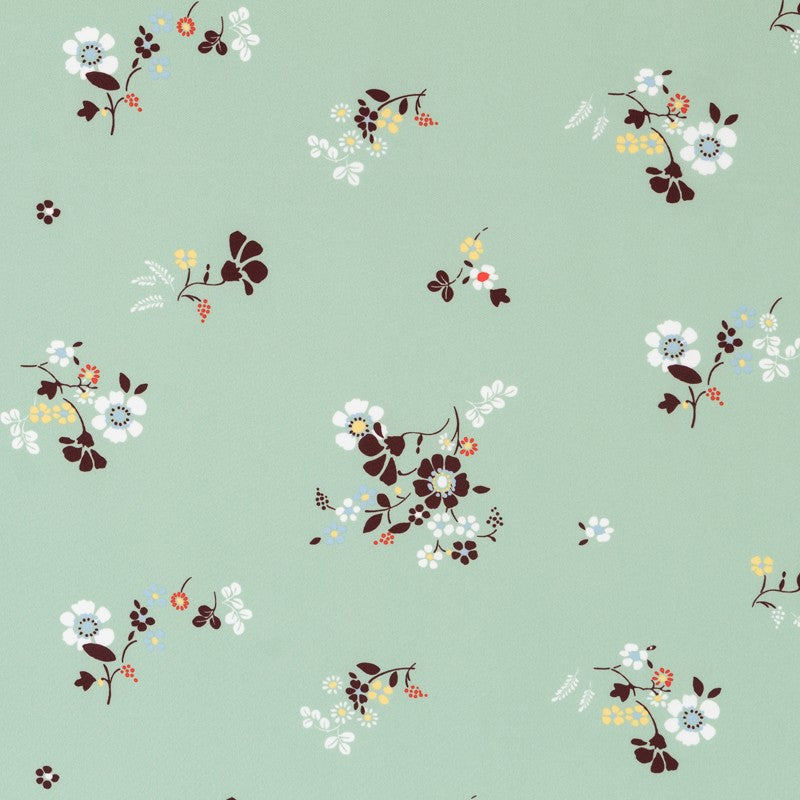 Crepe Marrocain Bouquet Vert d&#39;Eau - Ribes y Casals