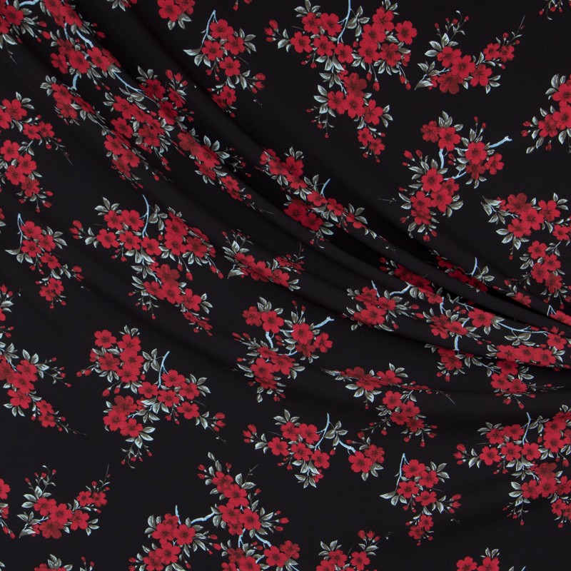 Crepe Marrocain Bouquet Noir - Ribes y Casals