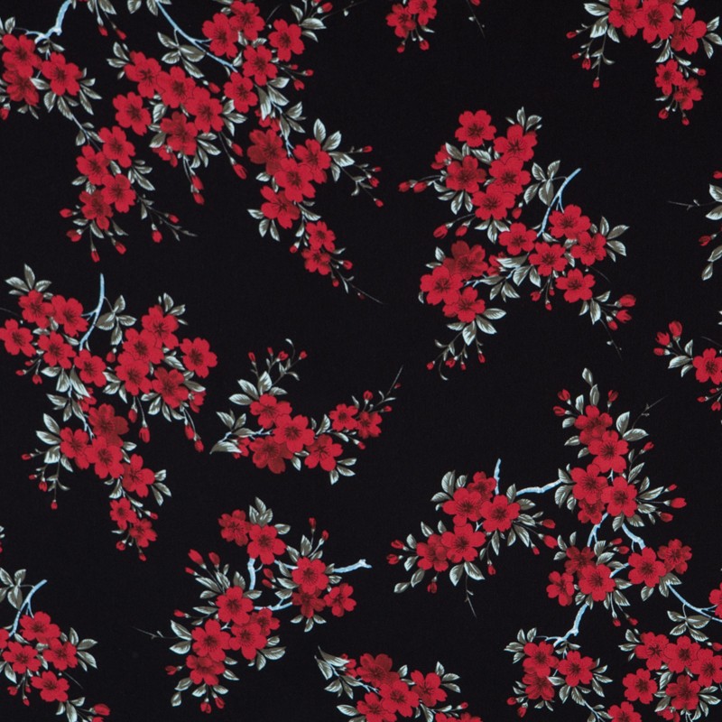 Crepe Marrocain Bouquet Noir - Ribes y Casals