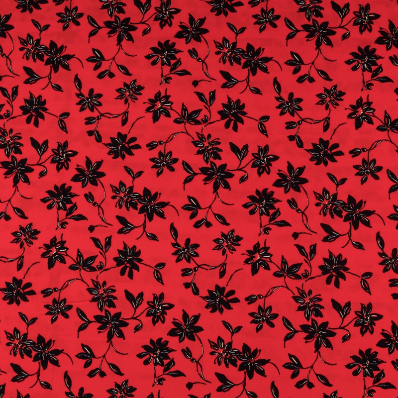 Crepe Marrocain Floral Rouge - Ribes y Casals